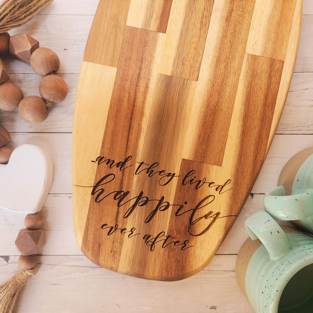Grateful For The Small Things Curved Handle Cutting Board — Inscribed  Moments