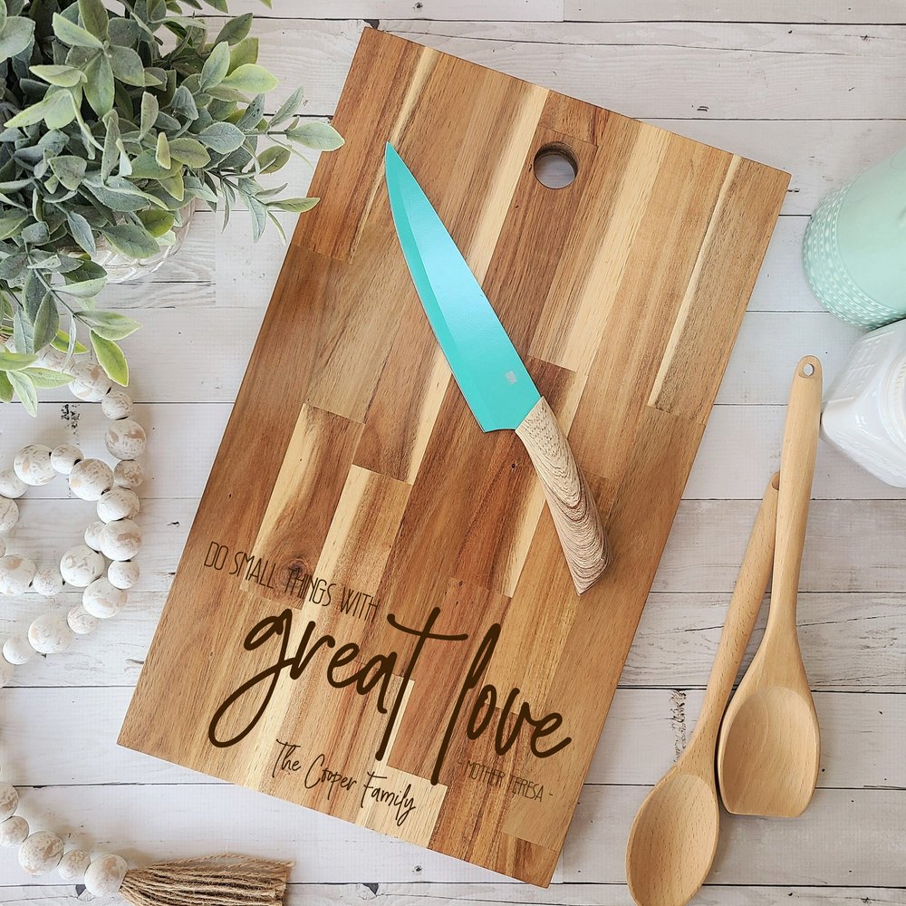 Do Small Things With Great Love Curved Handle Cutting Board — Inscribed  Moments