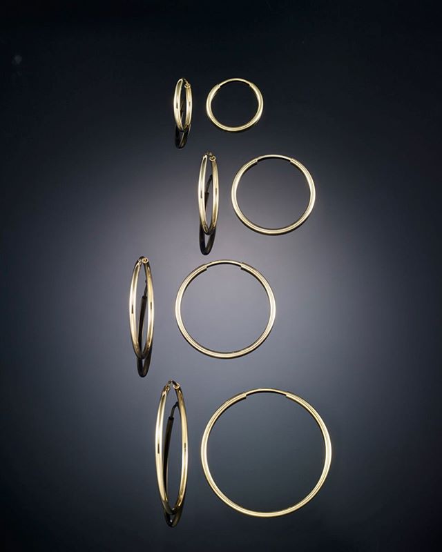 Gold One, 1KT Gold Endless Hoop Earrings in All Sizes.