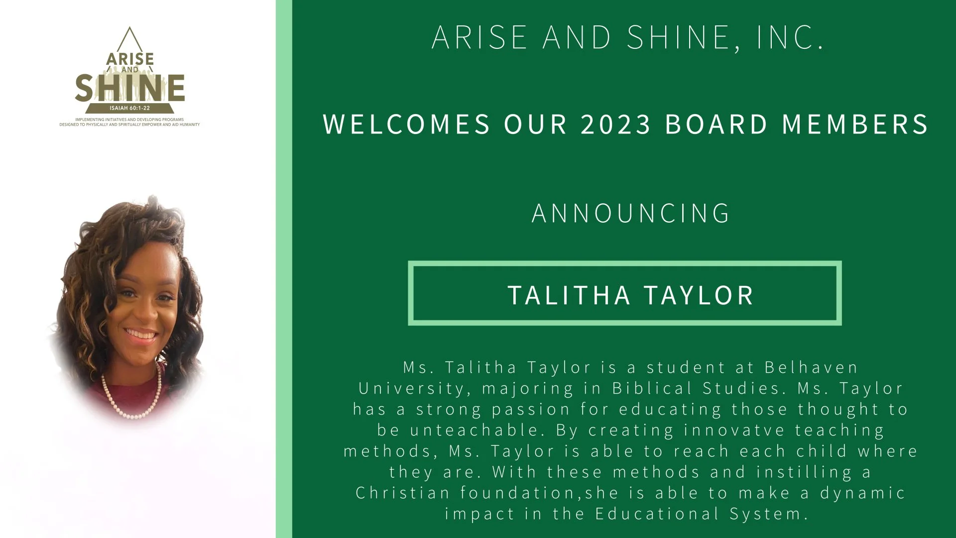 Board of Directors — Arise and Shine, Inc.