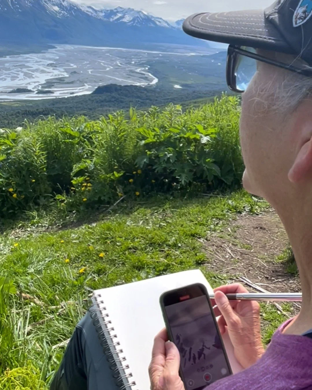 Behind the scenes of field sketching - sometimes I photograph my work in progress, partly to document the process and partly because it helps me see it differently when I'm stuck.
The phone screen creates distance that's hard to get when your face i