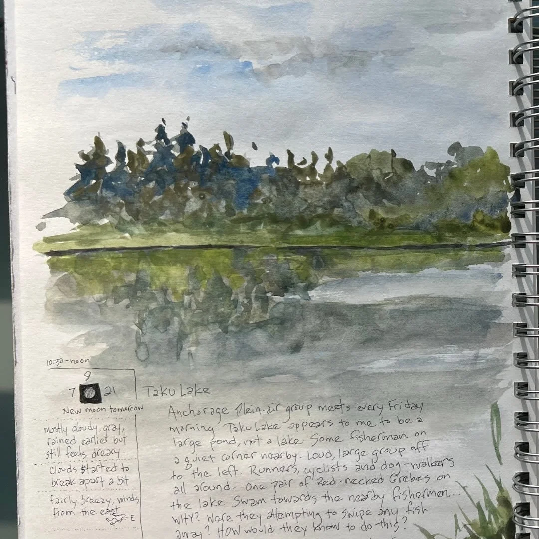 One of my first sketchbook paintings after moving to Anchorage, May 2021.

Everything was so new to me. The landscape, the culture, the roads, the way people lived and navigated in the city.

With a little help from new friends, I did alright. They g