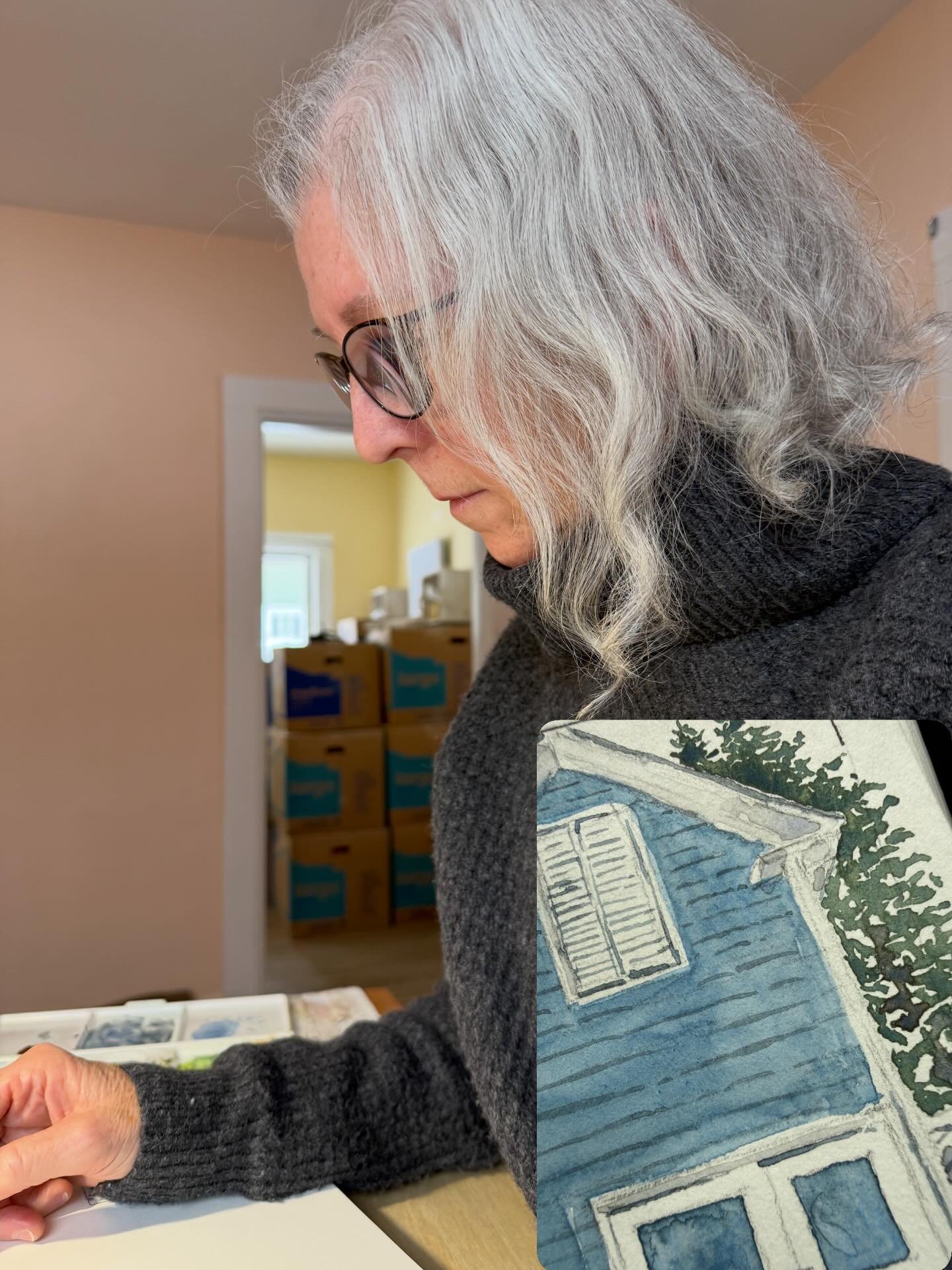 Working on newsletter art. First one from my new digs. My subscribers will receive it today.

Notice the stack of boxes in the background. I&rsquo;ll get to them soon enough.

More important is to notice the wildlife around me and to make art.

If yo