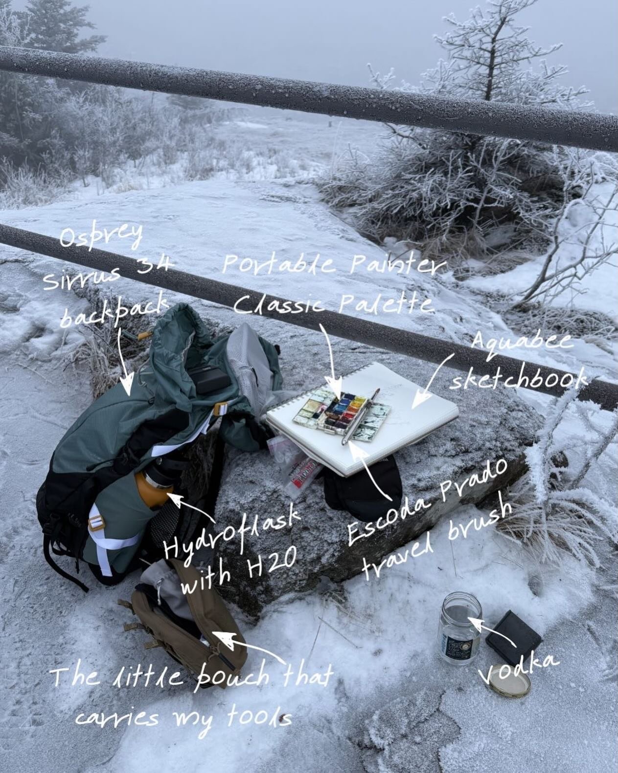 Just in case you&rsquo;re wondering.

#winterpleinair #outdoorartist #artiststools #fieldsketching #myprocess