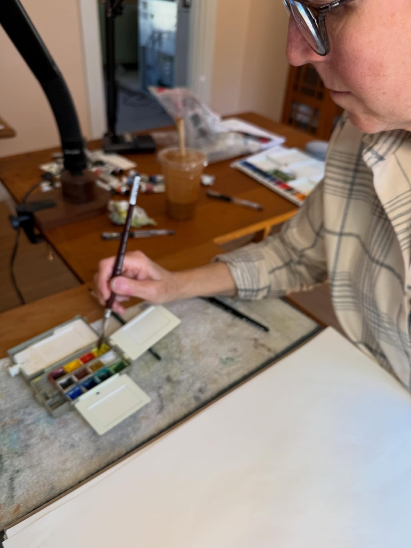 Quiet over here. Playing with a set of student-grade cake watercolors. This might be the first palette I used in the field. If I&rsquo;m right, it&rsquo;s about 3 decades old. 😯

My work ebbs and flows between indoor and outdoor work; between office