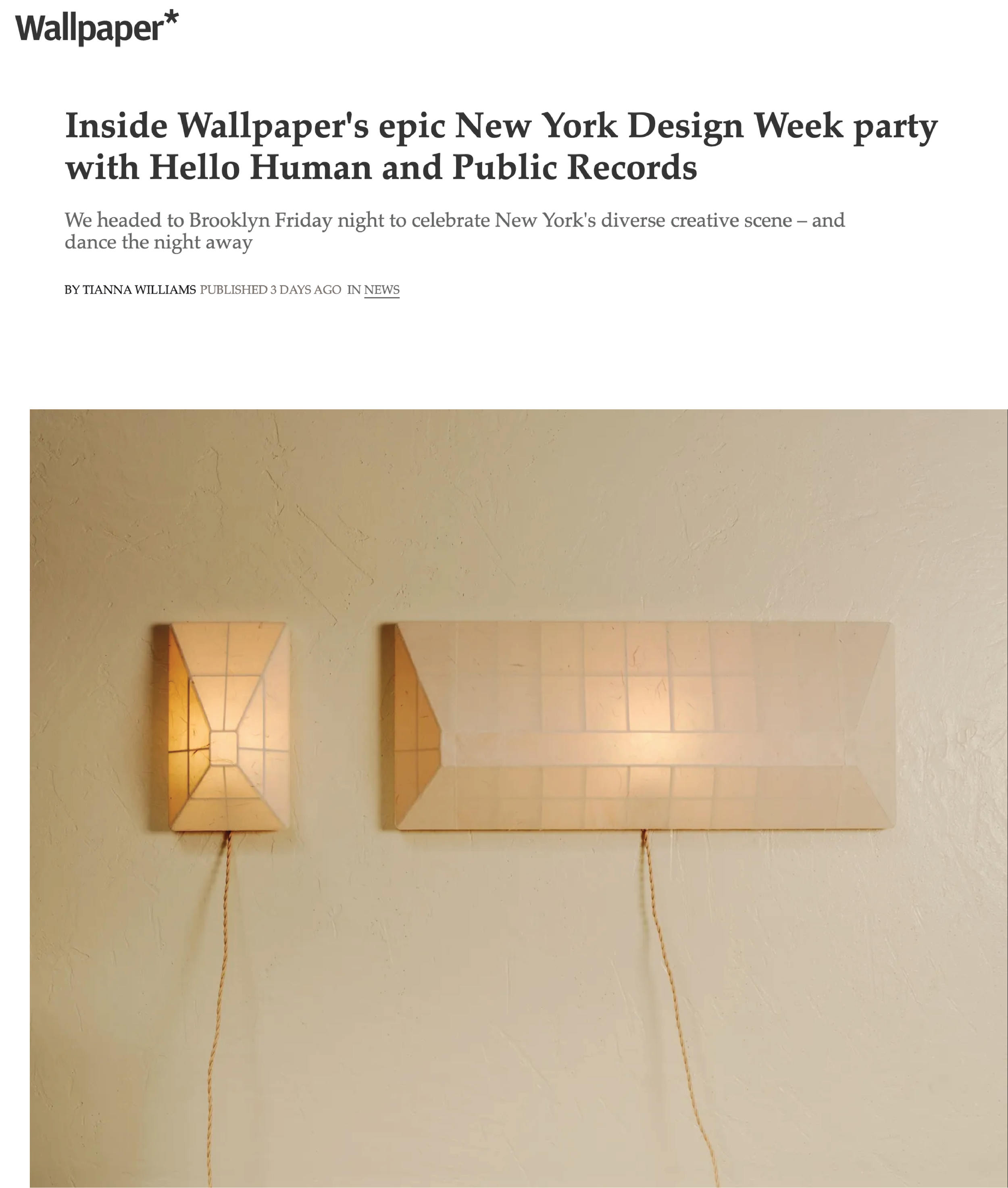 Wallpaper* — Inside Wallpaper's epic New York Design Week party with Hello Human and Public Records, May 2026