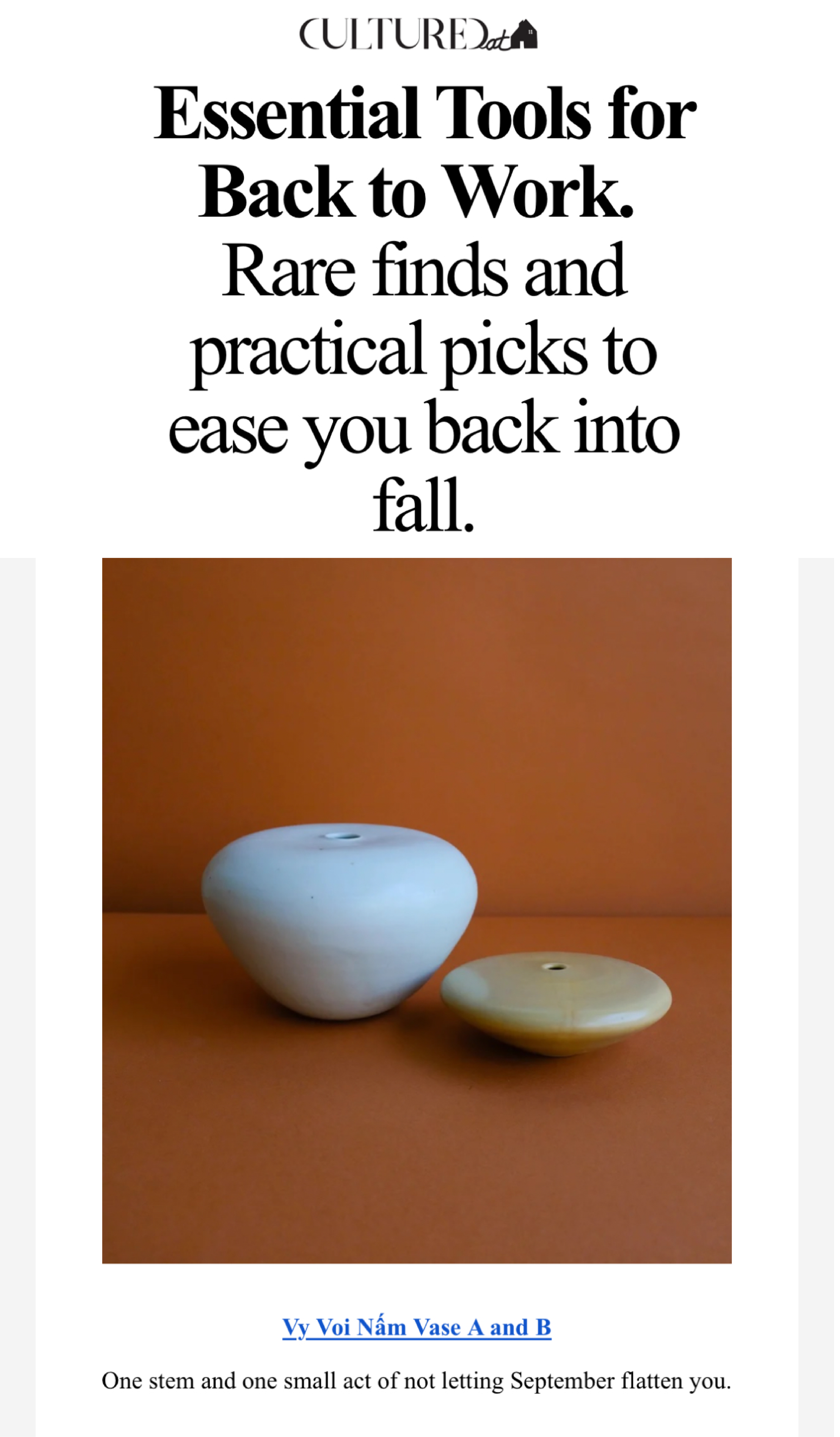 CULTURED at Home — Essential Tools for Back to Work, September 2026