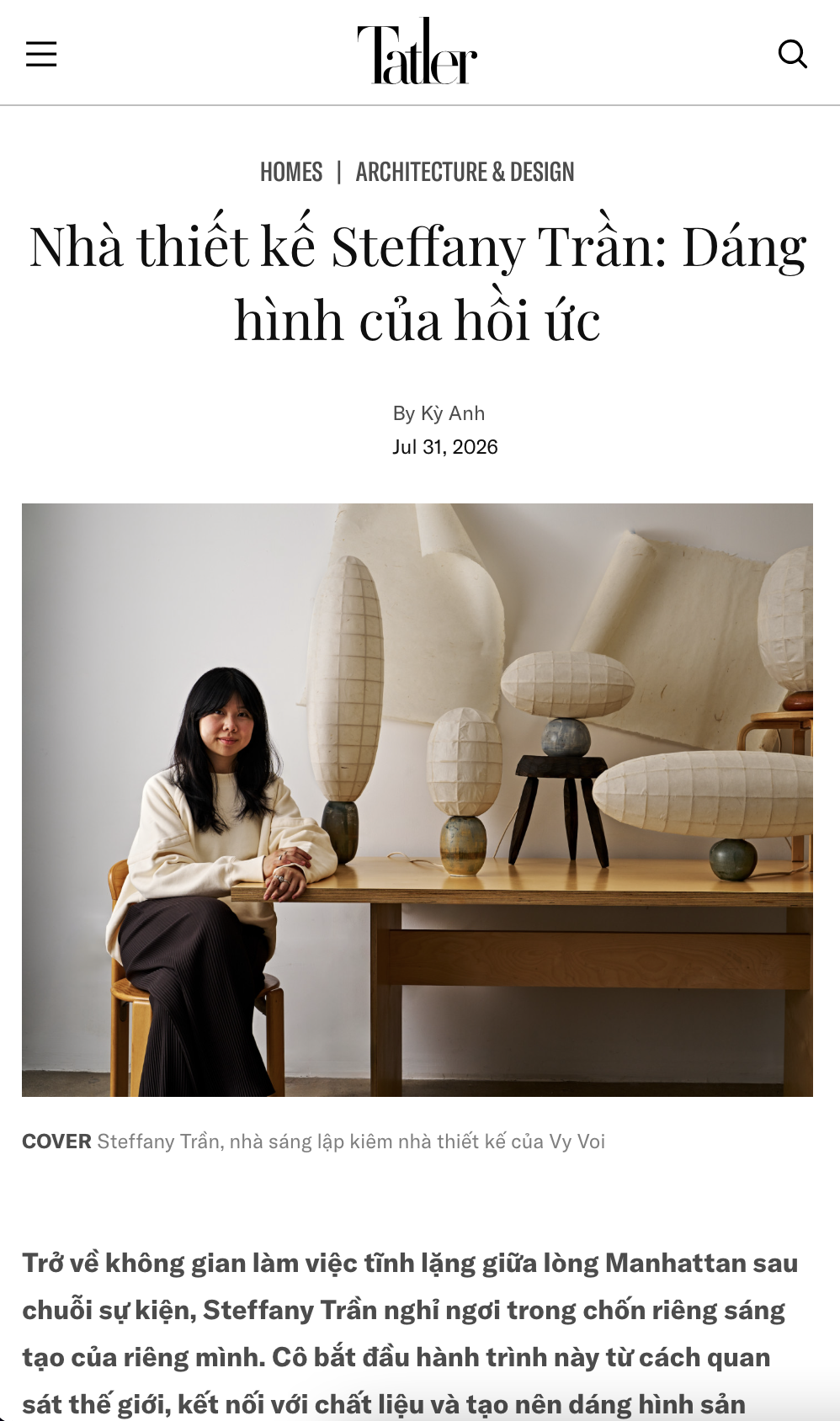 Tatler Asia — Nhà thiết kế Steffany Trần: Dáng hình của hồi ức, July 2026