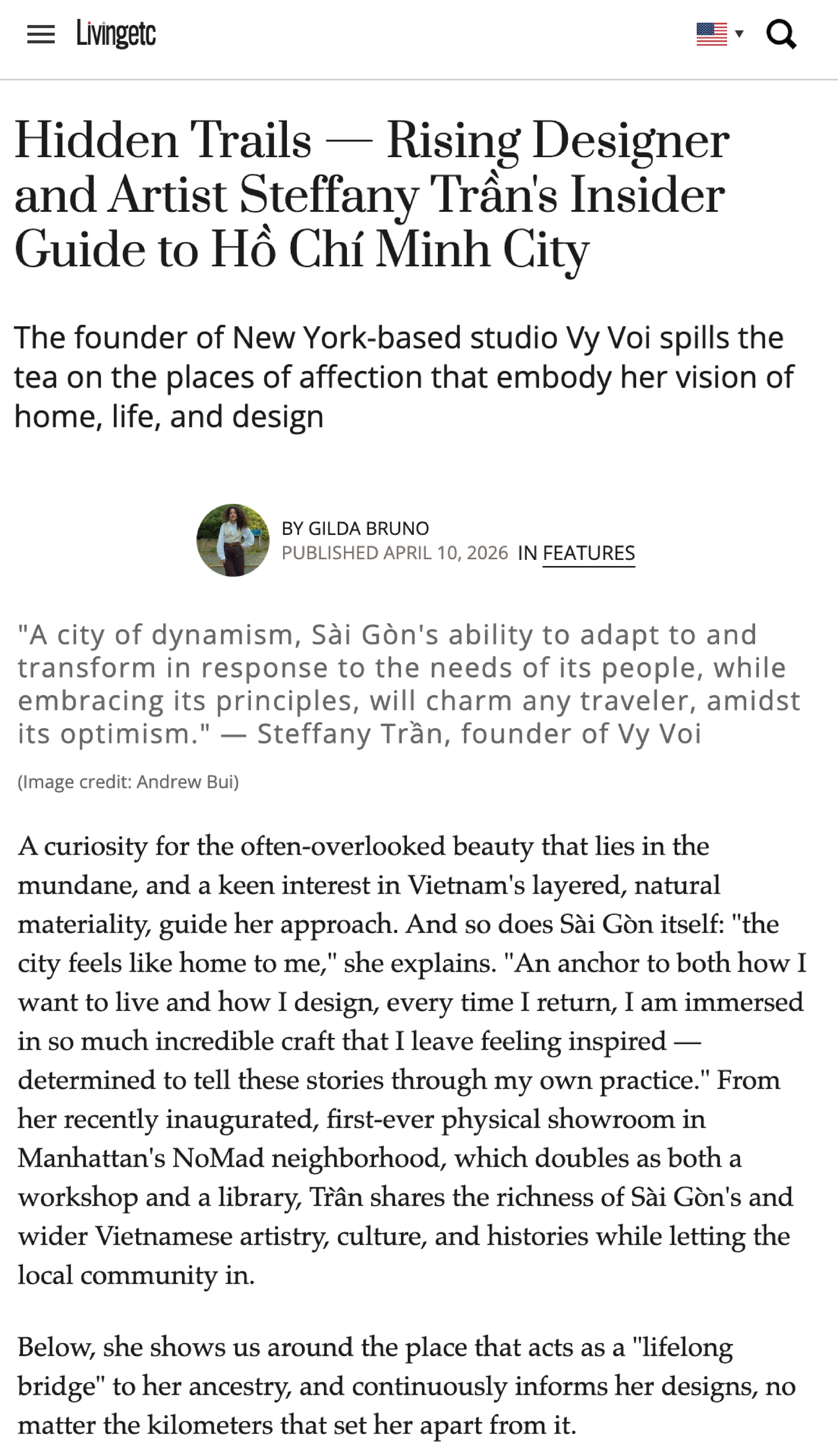 Livingetc., – Hidden Trails — Rising Designer and Artist Steffany Trần's Insider Guide to Hồ Chí Minh City, April 2026