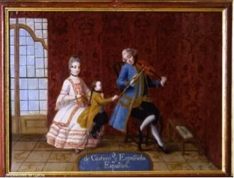 Gráfico 3. Castas, “3. de Castizo y Española: Español” (Anónimo; Museo de América, Madrid).