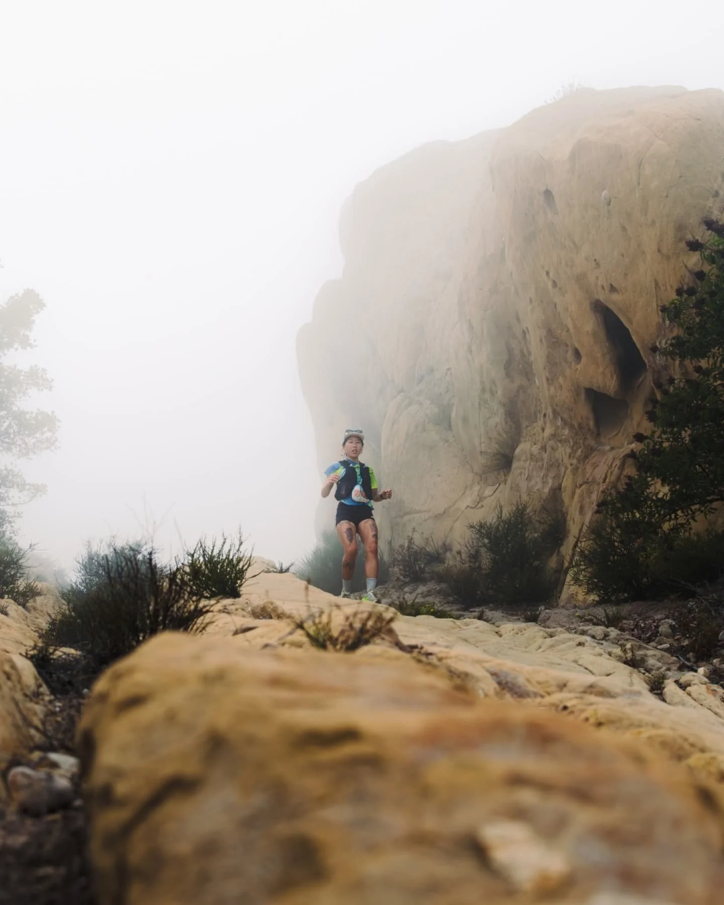 Watchful eyes lurk in the dense, ominous marine layer.

Of course, they belong to @ignaciosaldanajr, who awaits runners as they take turns circling the Bulldog Ultra loop.

Runners know they're in for a doozy. It's a difficult climb, and they'll have