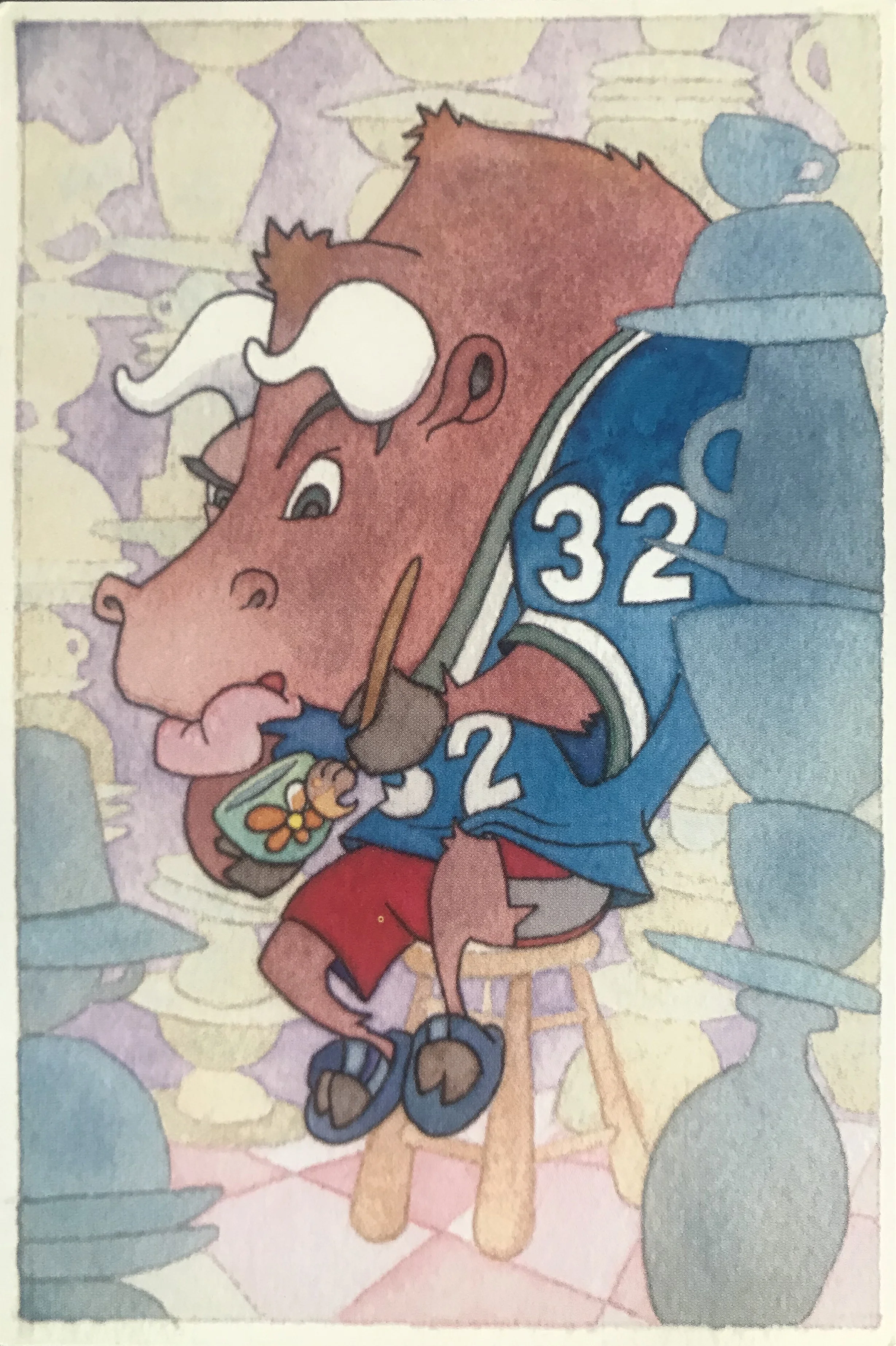 Bull in a china shop (postcard)