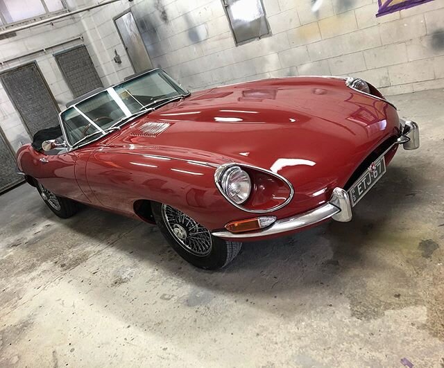 A nice little E-Type Jaguar in for a @shannonsinsurance repair and @rocksolid_autobody_ash breathed a bit of life back into the paint finish with a light colour sand/ cut &amp; polish #rocksolidautobody #carlifestyle #staysafeoutthere