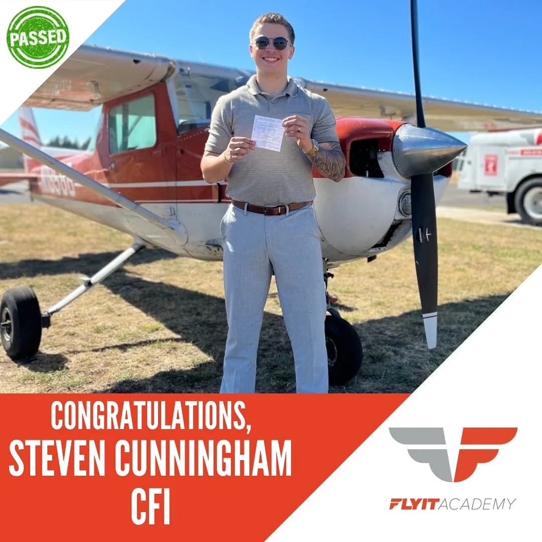 Our very own Steven Cunningham has officially passed his CFI checkride! From student pilot all the way to Certified Flight Instructor with FLYIT Academy, Steven&rsquo;s journey has been nothing short of inspiring. Congratulations, Steven we&rsquo;re 