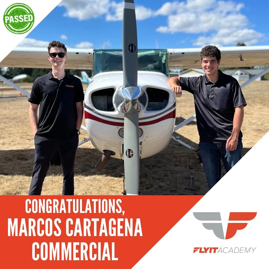 Congratulations to Marcos Cartagena on earning his Commercial Pilot License! From private to commercial, your hard work continues to inspire everyone at FLYIT Academy