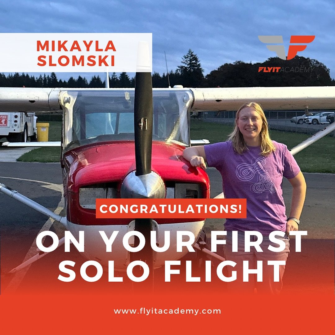 Huge congratulations to Mikayla Slomski for flying solo for the very first time! Your dedication and skill have taken you to new heights.