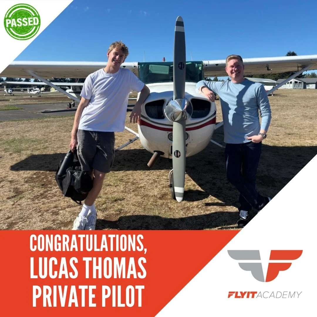 Congratulations to Lucas Thomas for passing his Private Pilot checkride! Months of dedication, discipline, and flight hours all led to this moment.