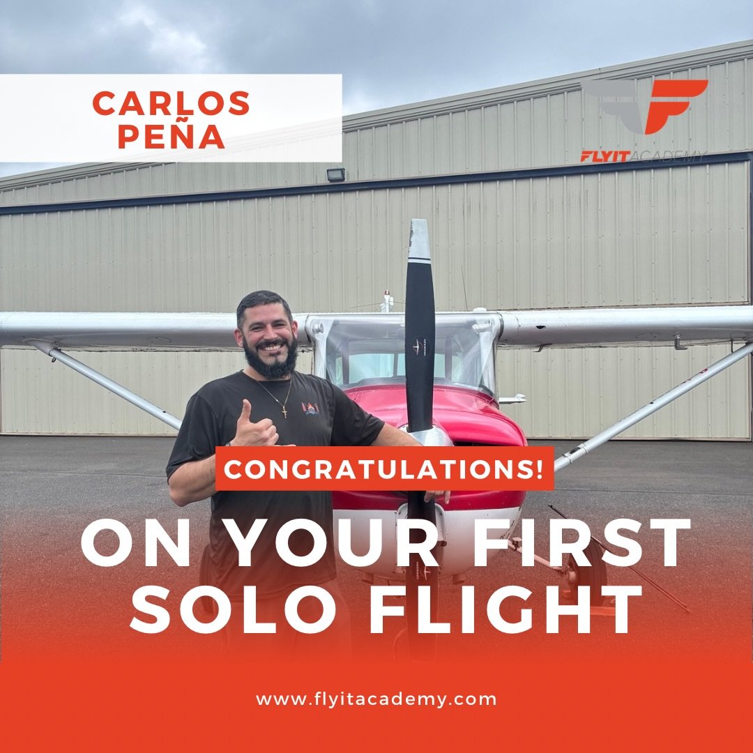 Congratulations to Carlos Pe&ntilde;a on his first solo flight! A major milestone and a testament to all the hard work and preparation that led to this moment!