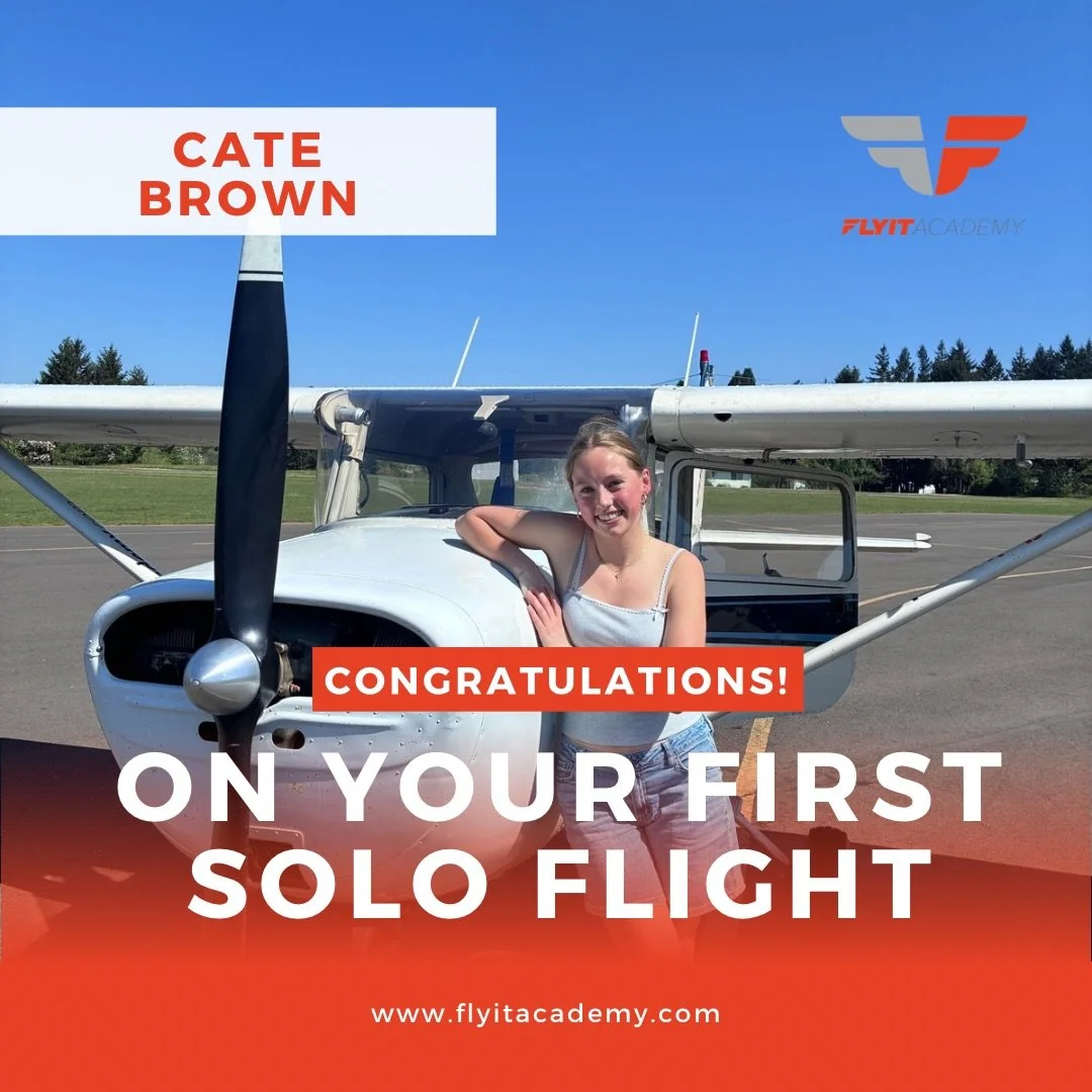 Congratulations to Cate Brown on her first solo flight! A huge milestone and the result of hard work, dedication, and determination.