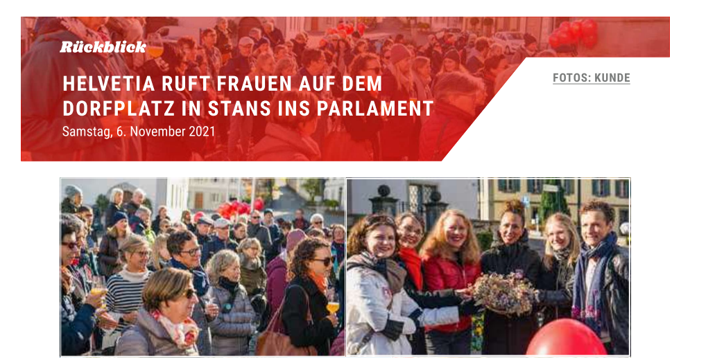Helvetia ruft Frauen auf dem Dorfplatz in Stans ins Parlament - Blitz
