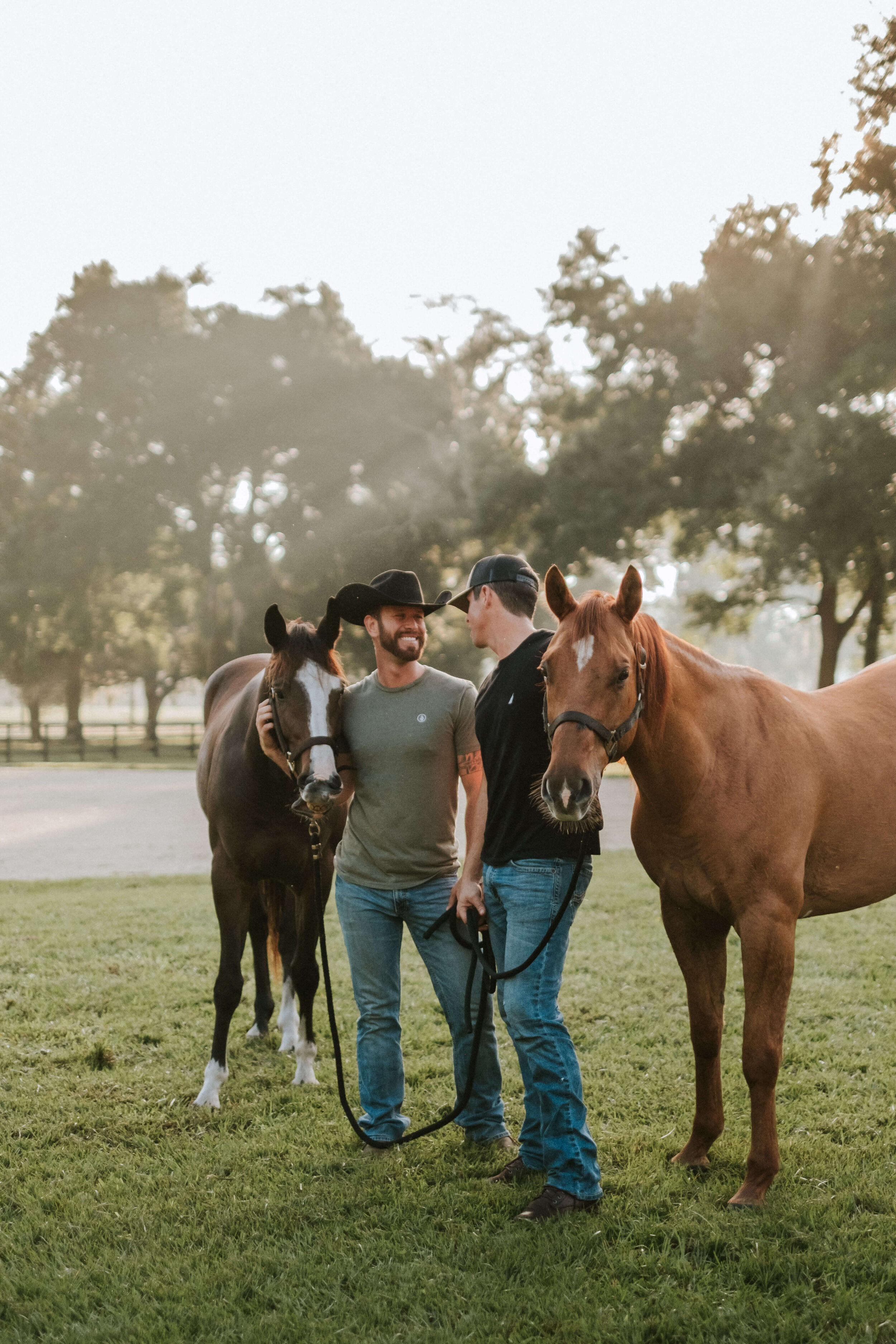 Men styled with horses