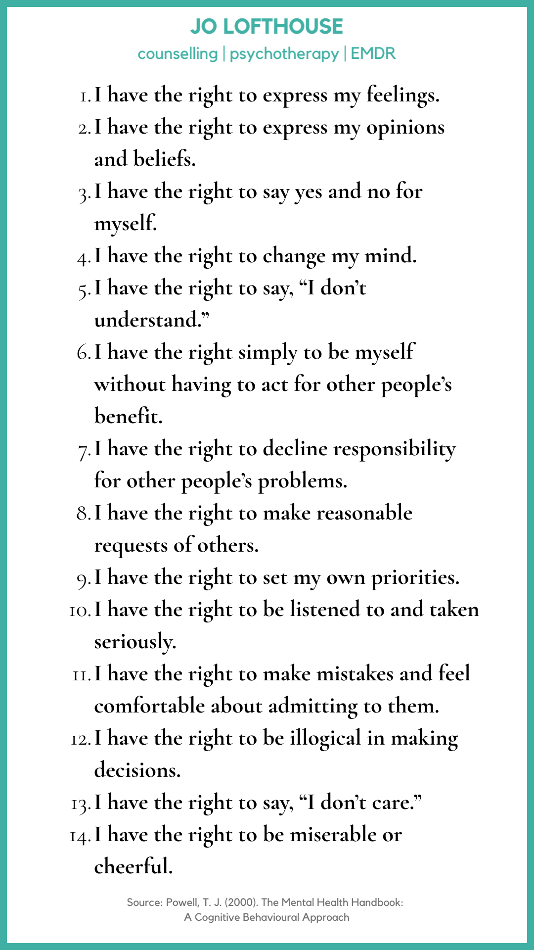 Struggling with assertiveness? These 14 rights could be a game-changer.