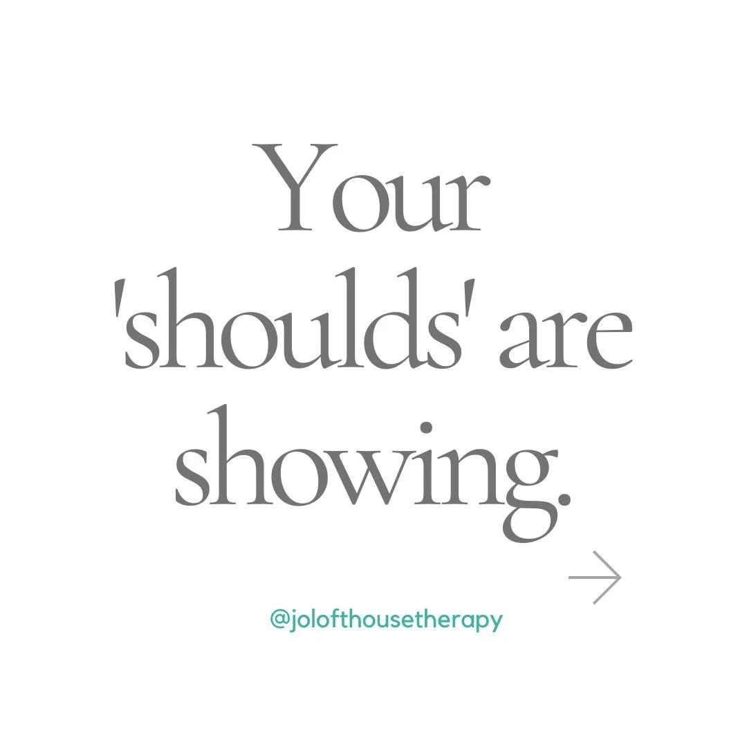 Your 'shoulds' are showing.

We all have them - those rules running quietly in the background, telling us how we - and others - ought to be. 

They feel like truth. They usually aren't.

Swipe to find out what to do with them.
