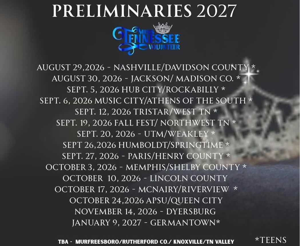 Updated Local Preliminaries Calendar for The Class of 2027

As always dates &amp; titles are subject to change.

#MissTNVol #misstnvolunteer #misstennesseevolunteer