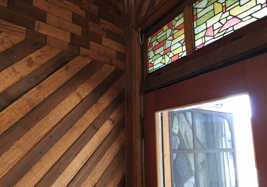  stained glass + wood  