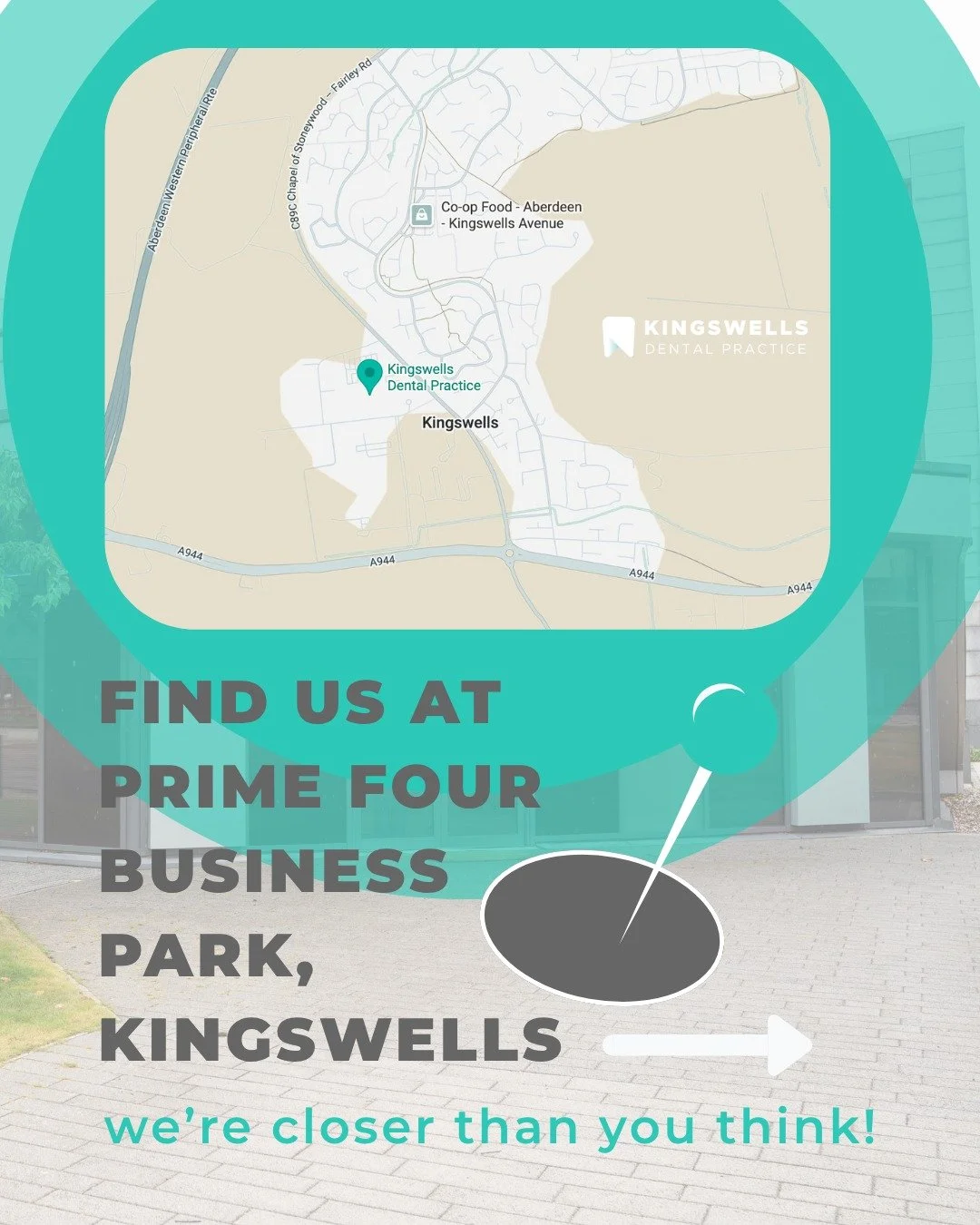 We&rsquo;re closer than you think! 👋
Find us just a short walk from the Village Hotel at Prime Four Business Park, Kingswells.
💙 Friendly team, modern care, easy to reach.
📍 Pop in and say hello today!
#KingswellsDentalPractice #AberdeenSmiles #Lo