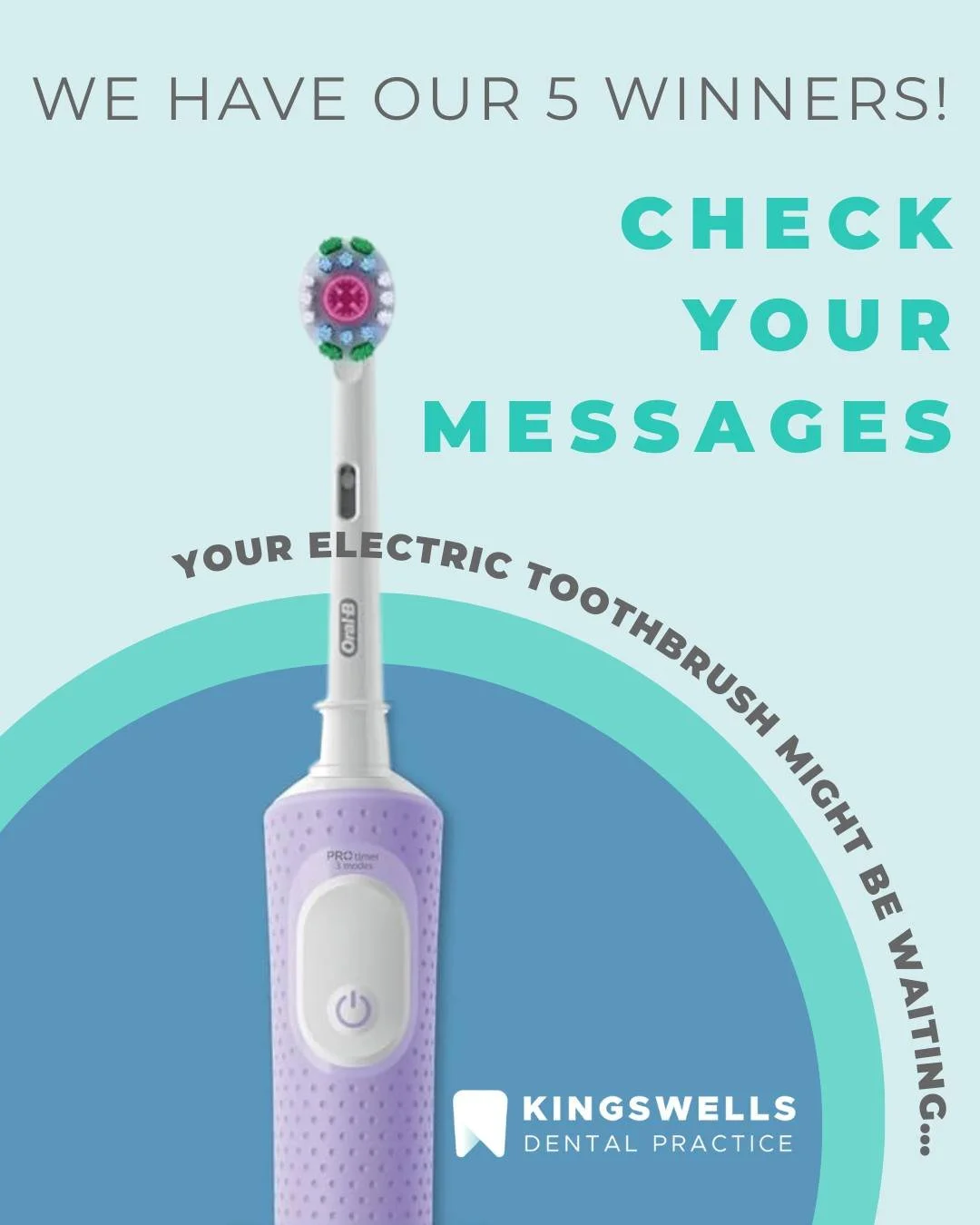 Our electric toothbrush giveaway winners will be contacted today! 🎉🦷
Check your inbox, your name might be there 👀
Thank you to everyone who took part!

#KingswellsDental #SmileCare #AberdeenDentist