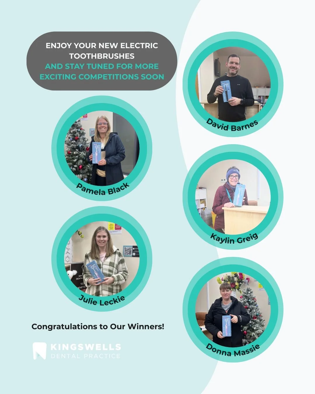 🎉 Congratulations to our electric toothbrush winners!
Thank you to everyone who entered, we loved seeing your support.
Keep an eye on our page&hellip; we&rsquo;ve got more fun competitions coming your way soon! ✨
#KingswellsDental #AberdeenDentist #