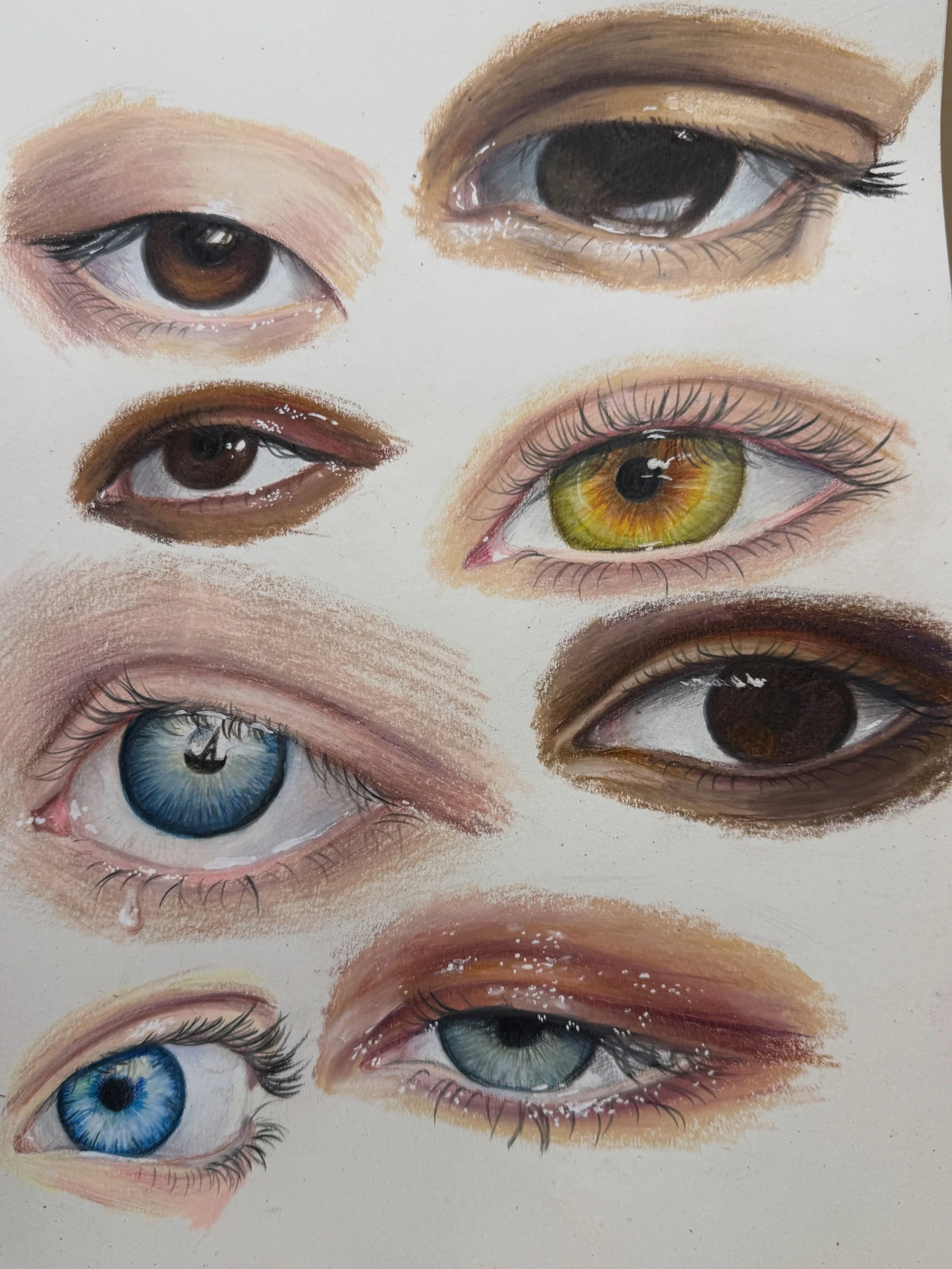 Sometimes you just have to play and experiment! This was fun. All colored pencils and a white gel pen