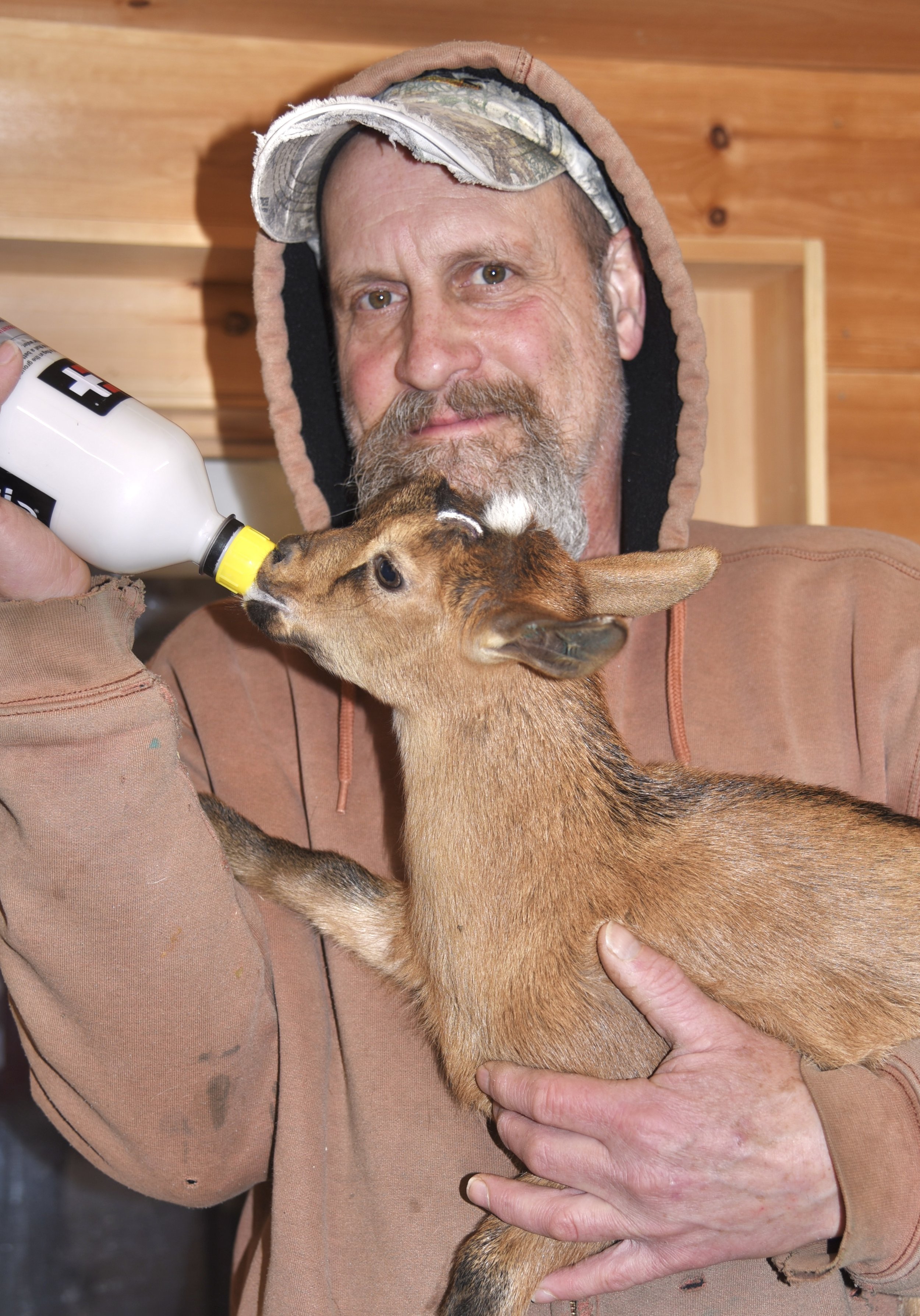 Markie (at 6.5 weeks old) with Wyl