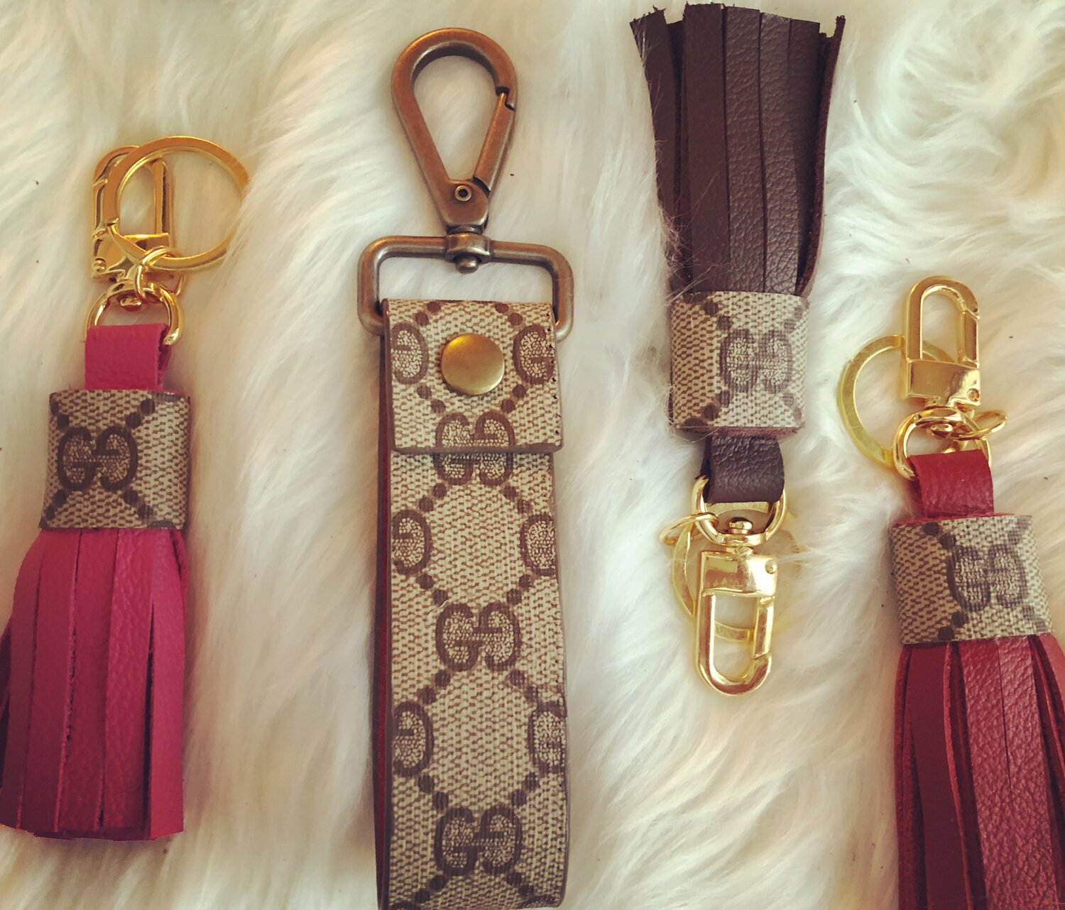 Repurposed Authentic Gucci Canvas Tassel Keychain/Bag Charm