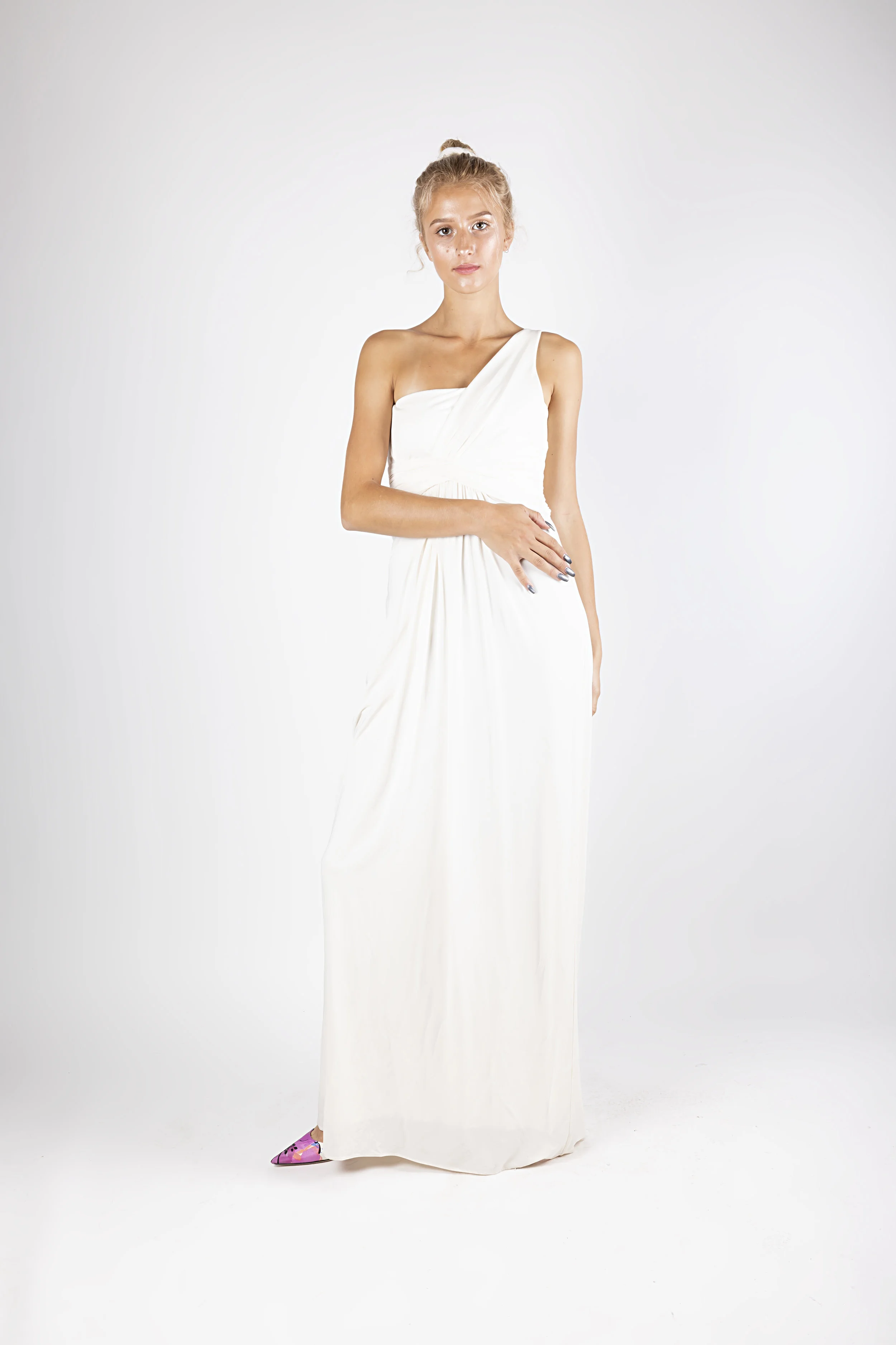 BCBG One Shoulder Gown Ivory Size 0 