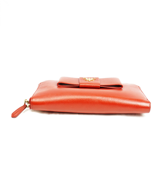 Prada Saffiano Fiocco Bow Zip Around Wallet — DESIGNER TAKEAWAY BY