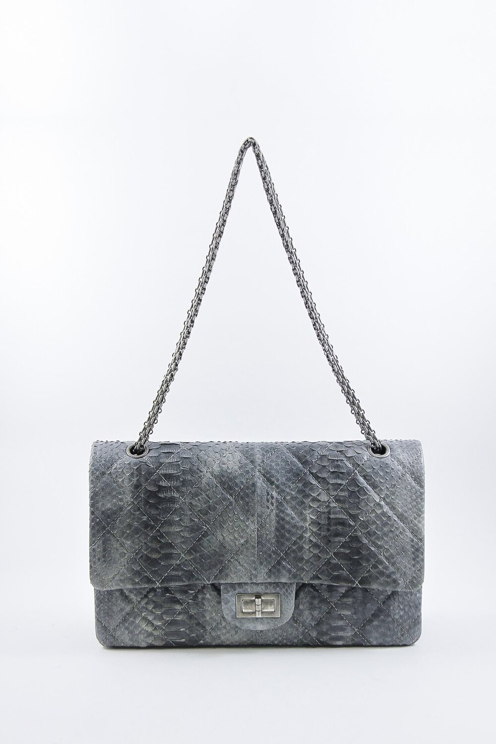Chanel  Reissue Quilted Phyton Double Flap Bag 277 Gray SHW — DESIGNER  TAKEAWAY BY QUEEN OF LUXURY BOUTIQUE INC.