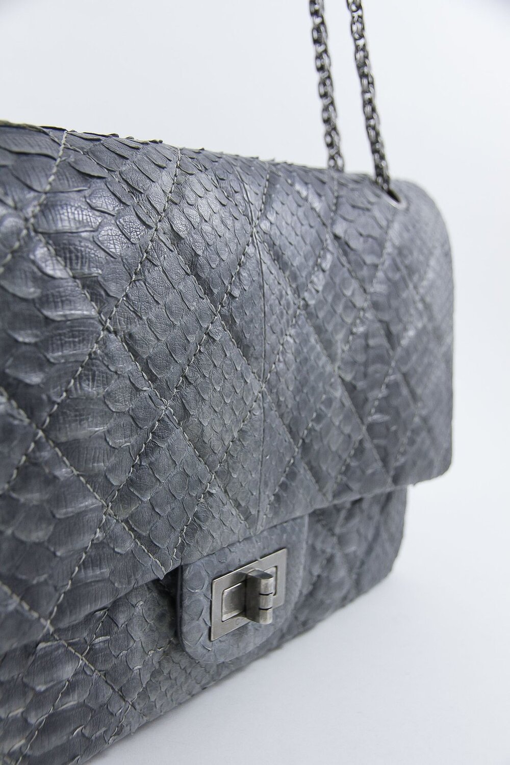 Chanel  Reissue Quilted Phyton Double Flap Bag 277 Gray SHW — DESIGNER  TAKEAWAY BY QUEEN OF LUXURY BOUTIQUE INC.