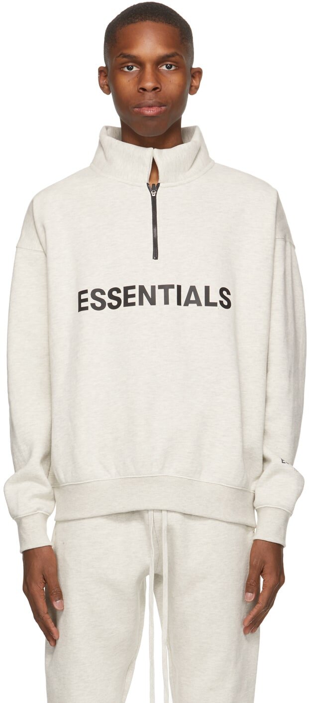 Essentials Fear of God Half Zip Mock Neck Sweatshirt Unisex Grey S 