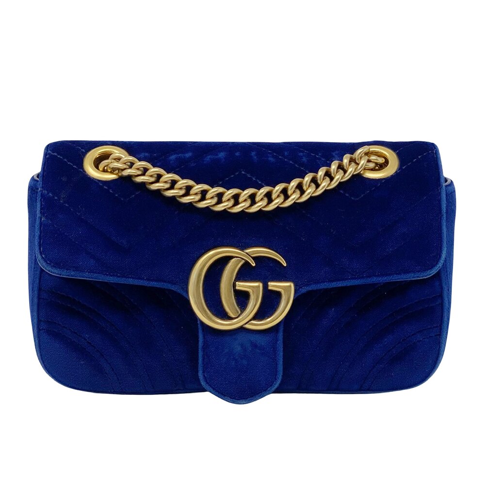 Gucci Marmont Velvet Mini Shoulder Bag Cobalt Blue — DESIGNER TAKEAWAY BY  QUEEN OF LUXURY BOUTIQUE INC.