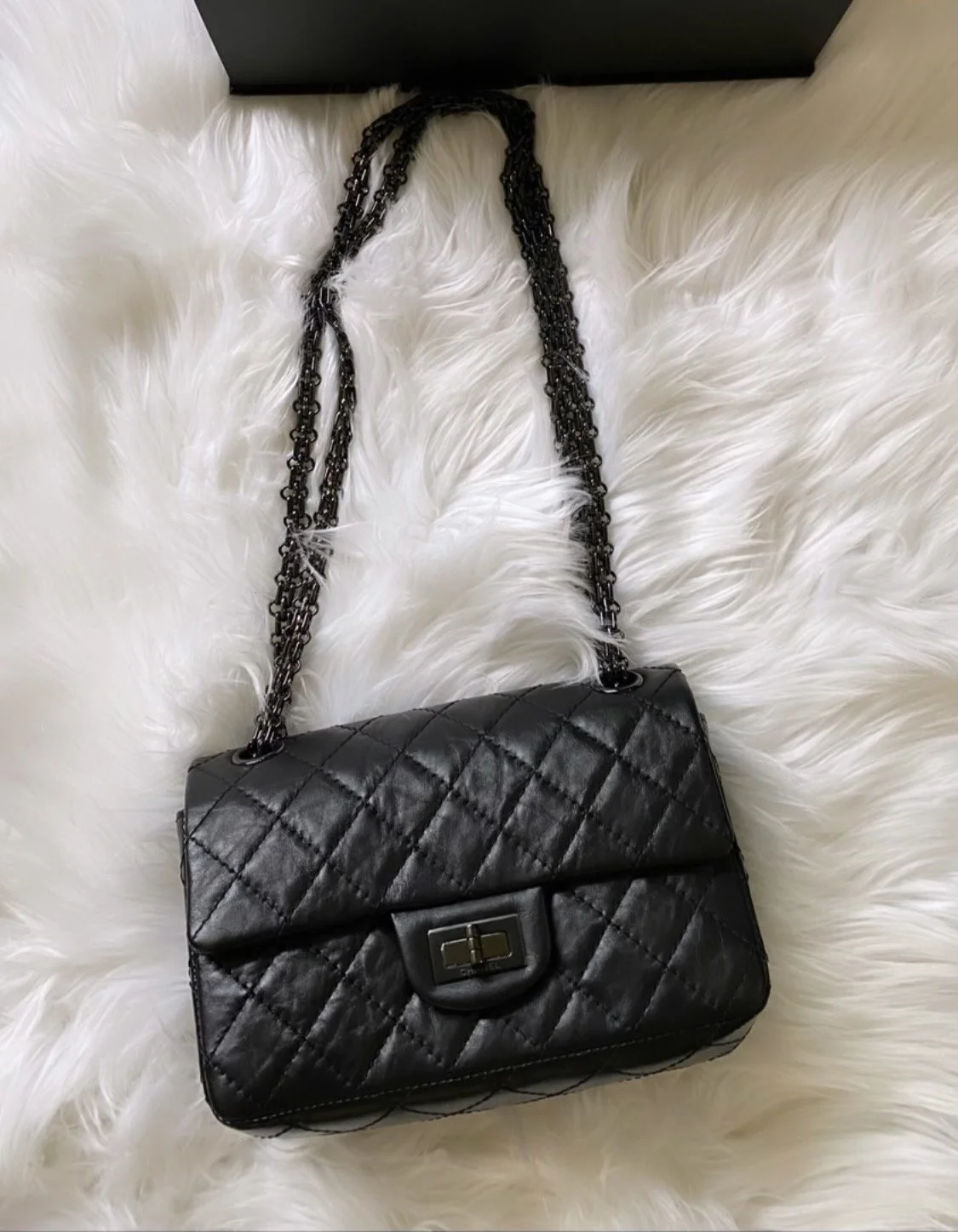 chanel mini reissue so black