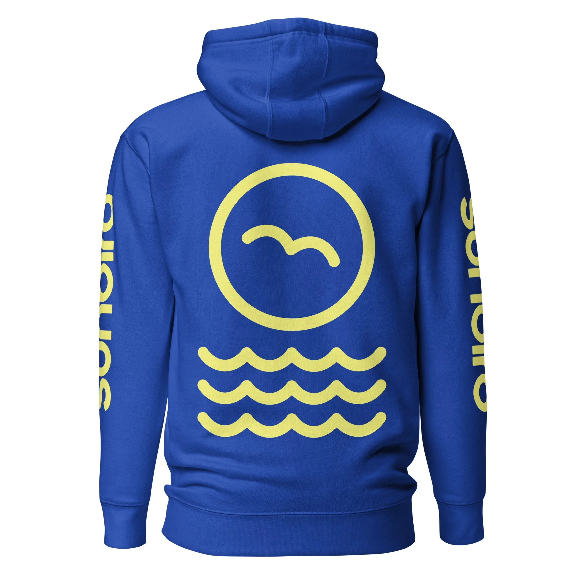 'Monoline' Retro Hoodie - Blue/Yellow