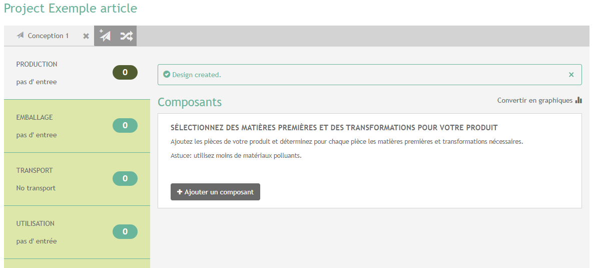 Calculateur Ecolizer avec les 5 étapes du cycle de vie