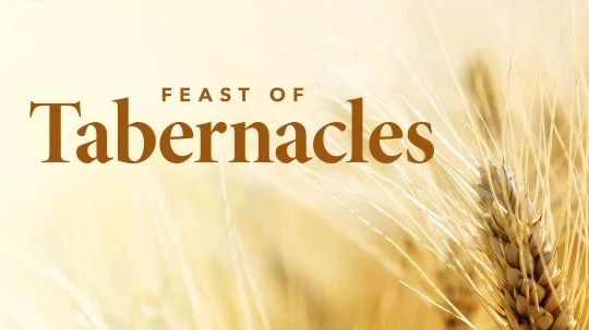 Text reading 'Feast of Tabernacles' over a background of wheat grains.