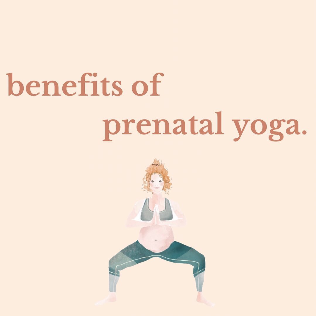 Benefits of prenatal yoga 🧘🏼&zwj;♀️ ⁣
⁣
From your physical body to your emotional state, prenatal yoga plays a major role in a healthy, happy pregnancy.⁣
⁣
What specifically prenatal yoga can do for you &mdash;⁣
⁣
☾ offers a safe way to stretch mus