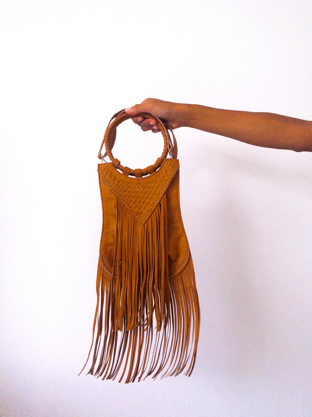 Tan Brown Fringe Woven Boho Crossbody Handbag — SHROUD