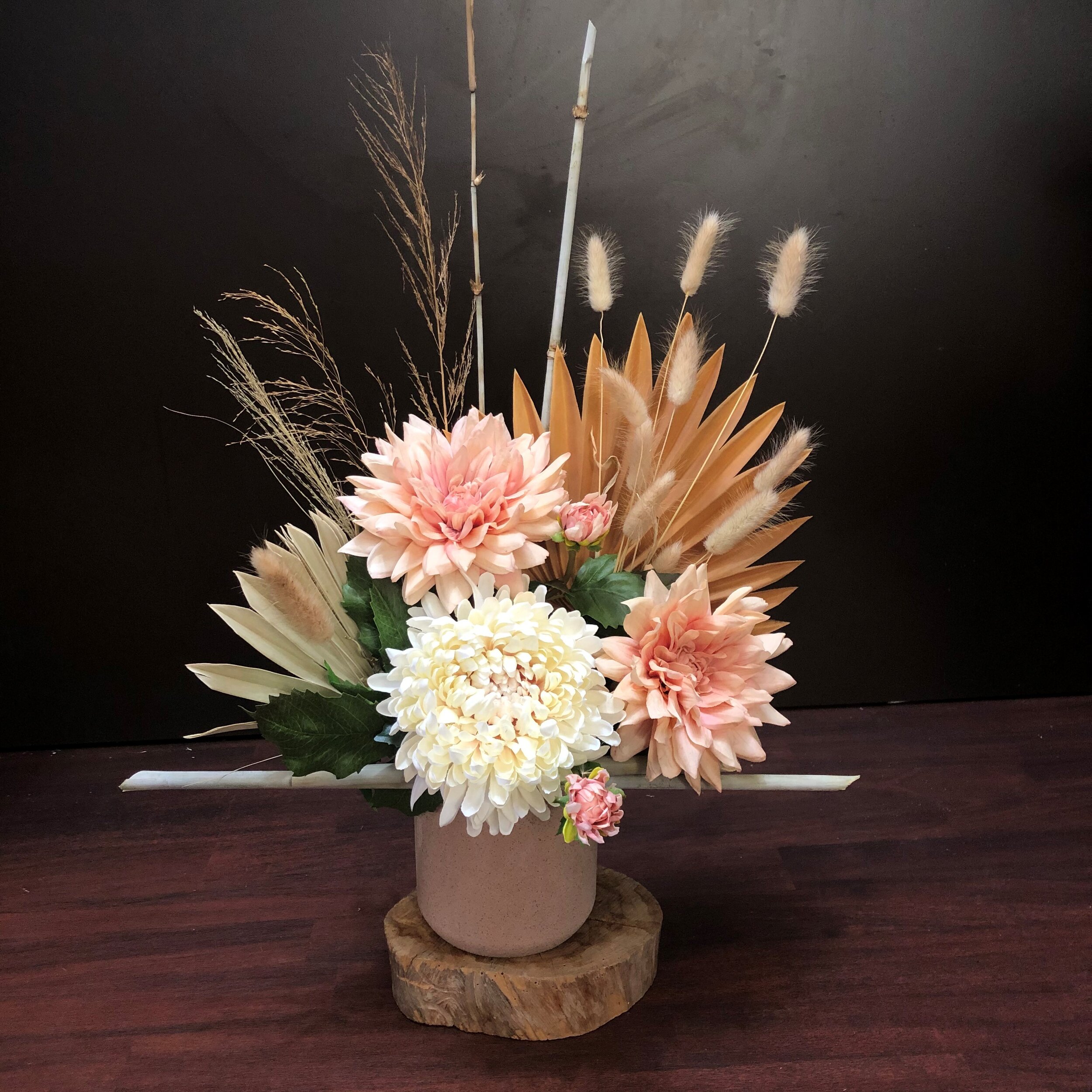 Peach Vase Silk &amp; Dried