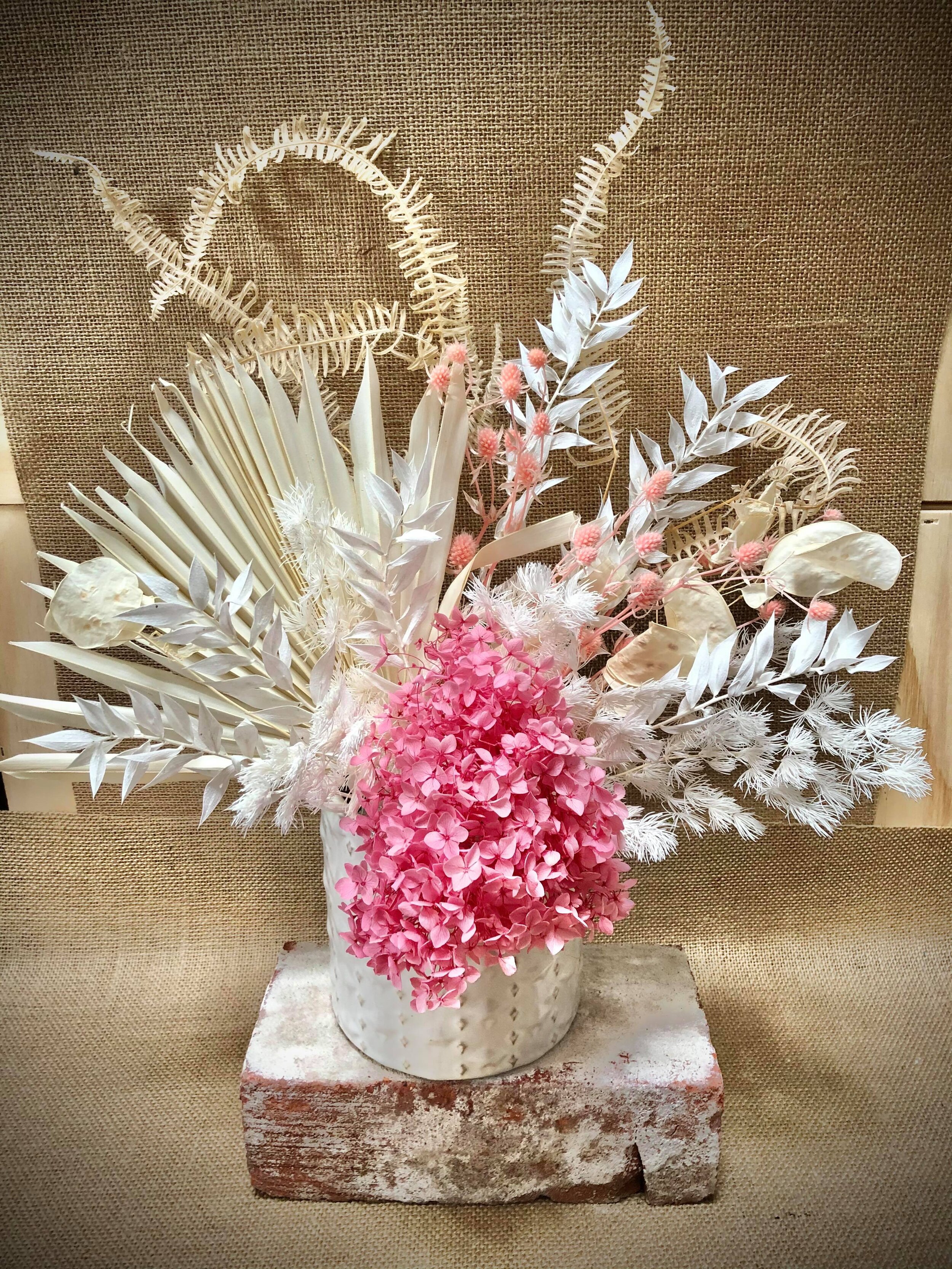 Pink &amp; White Dried Arrangement