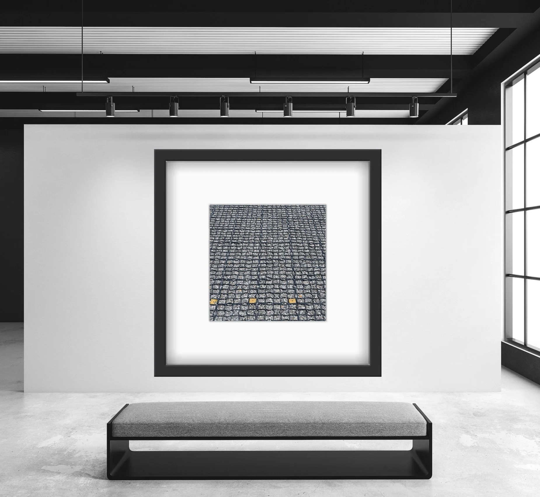 minimalist interior with a street photography print